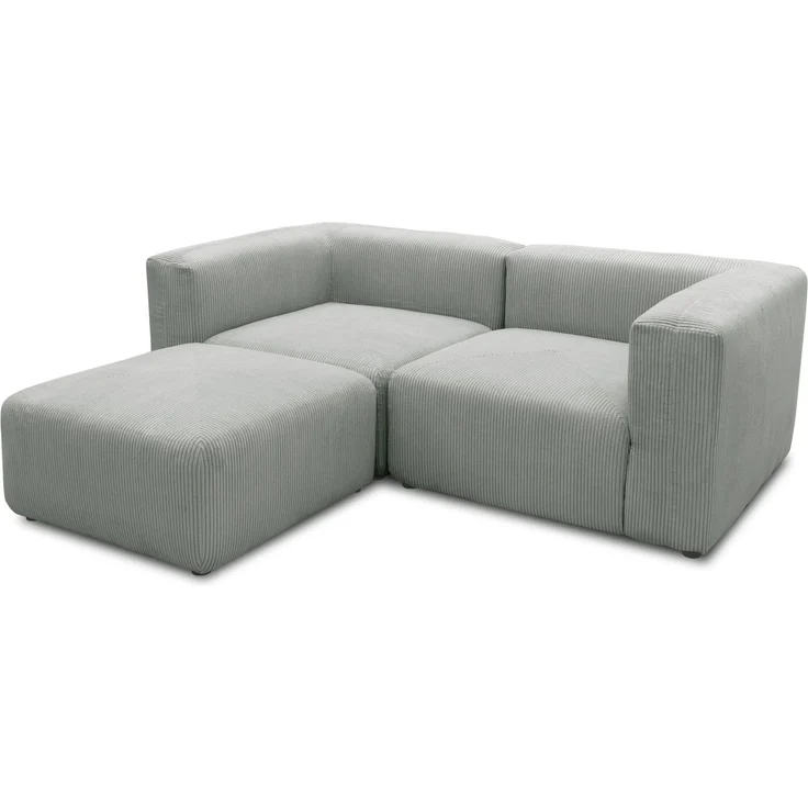 DOMO. collection Ecksofa 800011, kleine Modul-Couch in L-Form, individuell kombinierbar, Cord Sofa, Polsterecke, Eckcouch, Polstergarnitur 216 x 193 x 69 (BxTxH), hellgrau – Bild 6