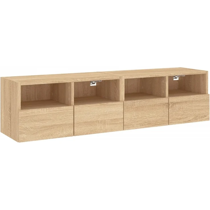2 pcs TV-Wandschrank, TV Hängeboard Hängeschrank Sonoma-Eiche 60x30x30 cm Holzwerkstoff – Bild 2