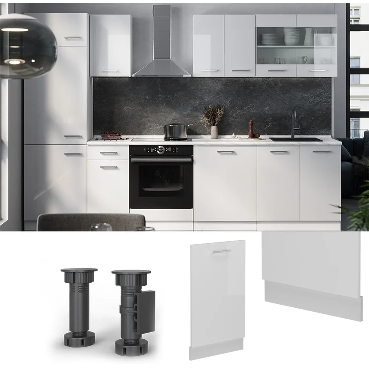 Frontblende R-Line Weiß Hochglanz 45 cm ohne Arbeitsplatte Vicco – Bild 3