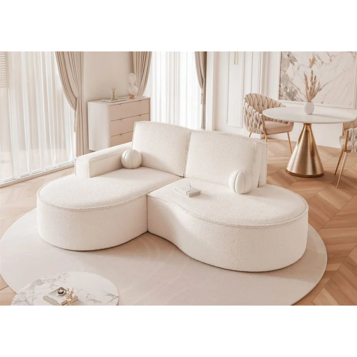 Ecksofa Designersofa Sofa ARLET in Stoff Abriamo Creme Ottomane Links – Bild 2
