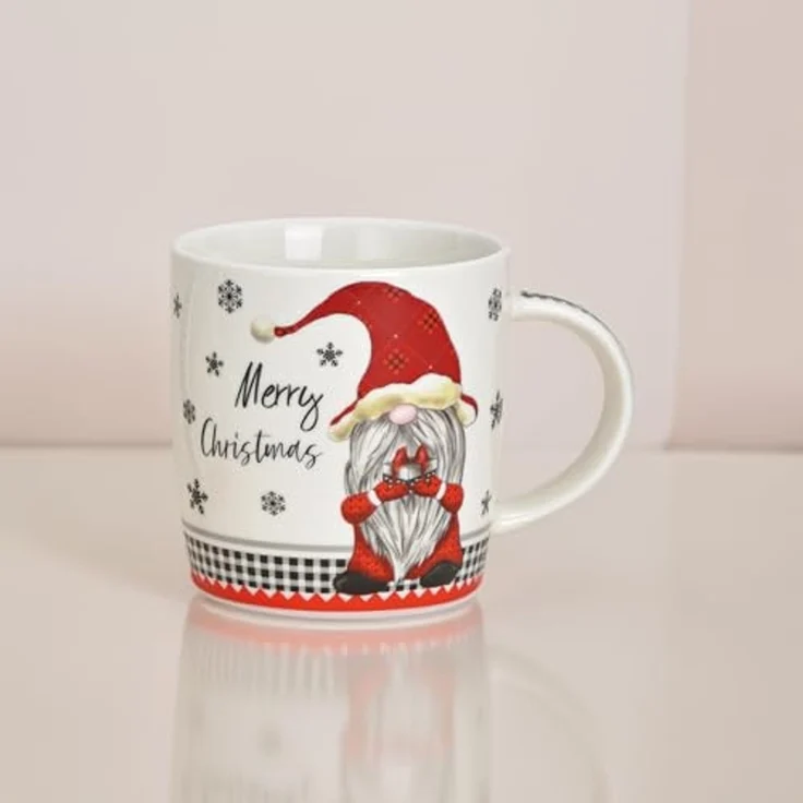 matches21 HOME & HOBBY Tasse Weihnachtstassen 2er Set mit Spruch Merry Christmas Wichtel, 2-tlg, Porzellan, Tee Kaffee-Becher, Weihnachten, modern, grau weiss rot, 340 ml – Bild 7
