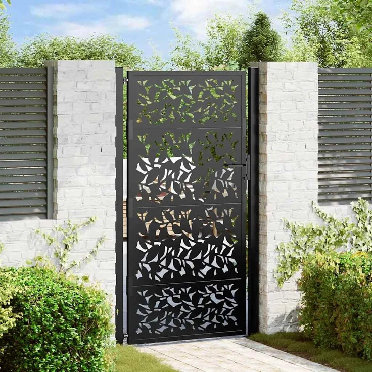 vidaXL Gartentor Schwarz 100x175 cm Stahlblatt-Design 4100962 – Bild 1