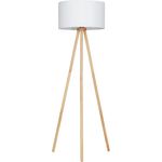 Briloner Leuchten Stehlampe 1379016 Floor, ohne Leuchtmittel, Warmweiß, Holz Stativ, Stoffschirm, inkl. Kabelschalter, exkl. 1x E27 max. 60 W