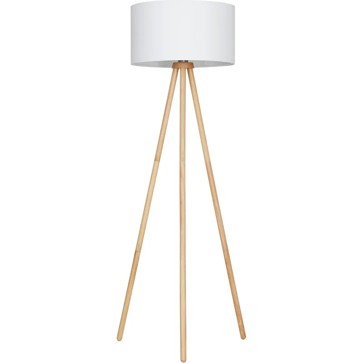 Briloner Leuchten Stehlampe 1379016 Floor, ohne Leuchtmittel, Warmweiß, Holz Stativ, Stoffschirm, inkl. Kabelschalter, exkl. 1x E27 max. 60 W – Bild 1