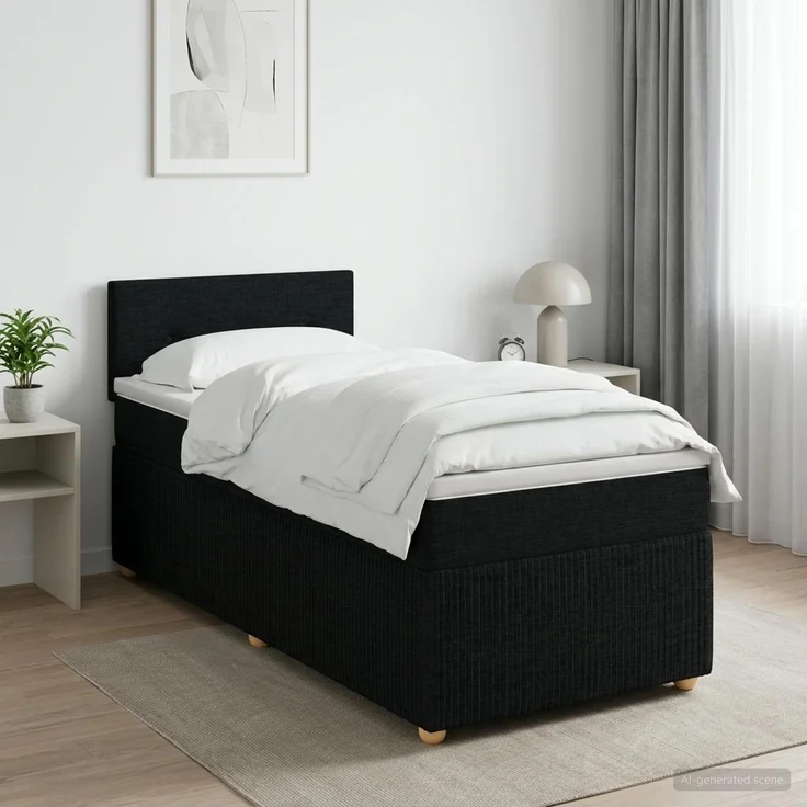 vidaXL Boxspringbett mit Matratze Schwarz 80 x 200 cm Stoff 3452801 – Bild 4
