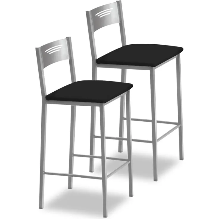 ASTIMESA Zwei hohe Küchenhocker, 60 cm, Kunstleder, Schwarz, TAB60NE