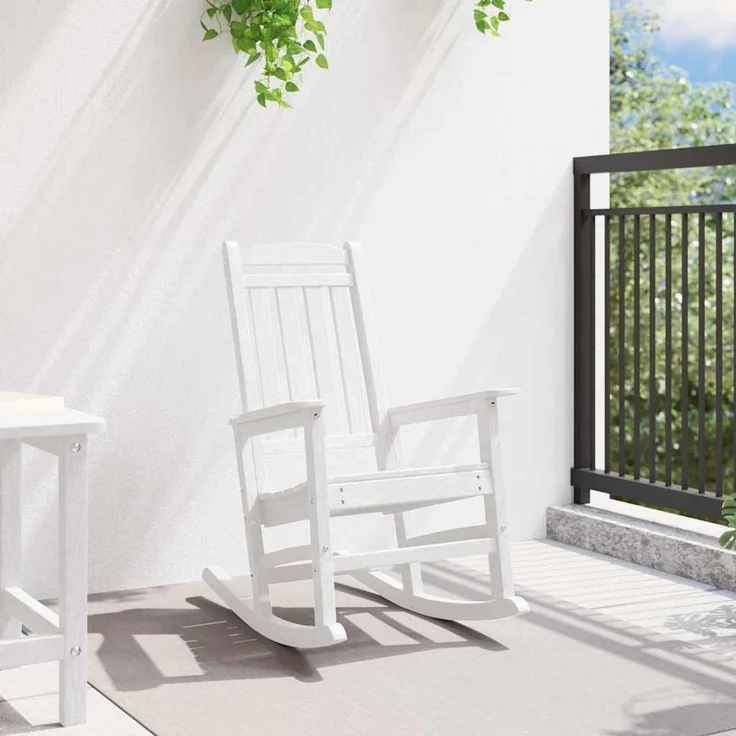 vidaXL Schaukelstuhl für den Garten Weiß 92 x 70 x 108cm HDPE 42006613 – Bild 2