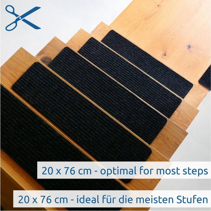 yourGEAR Stufenmatte yourGEAR 15x selbsthaftende graue Stufenmatte 76x20cm TPR Unterseite – Bild 2