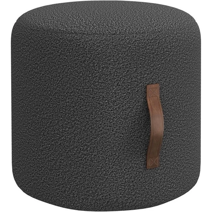 HOMCOM Fußhocker Sitzhocker, Runder Polsterhocker, (Fußstütze, 1 St, Ottomane), Dunkelgrau 48 x 48 x 45 cm – Bild 4