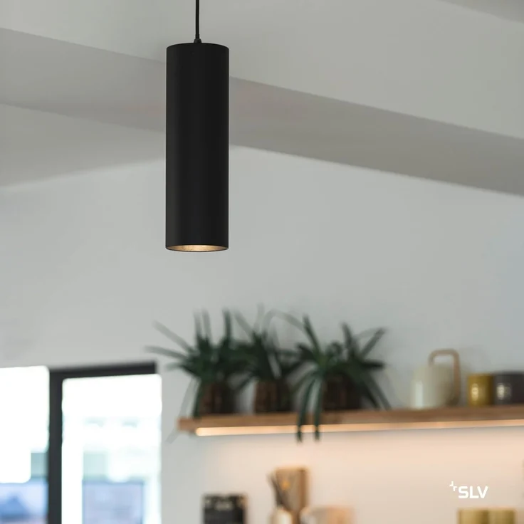 SLV ENOLA®, Pendelleuchte, Pendellänge 150cm, E27, 1x max. 50W, matt schwarz - Pendelleuchten – Bild 6