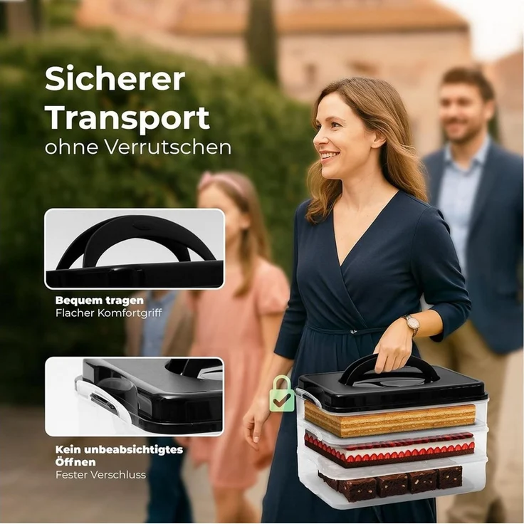 Novaliv Aufbewahrungsbox 31156-31157-31218-2x, Novaliv Kuchen-Transportbox mit zwei Etagen und Deckel und Einlage (Re – Bild 2