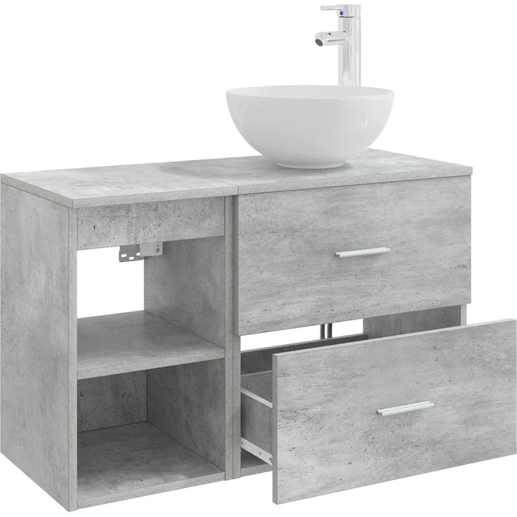 vidaXL Badezimmerschrank-Set 2 stk. Betongrau 79,5 x 35 x 80 cm 3403867 – Bild 4