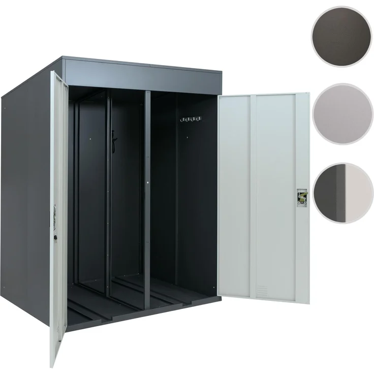 2er-Fahrradgarage HWC-H66b, Fahrradbox Fahrradunterstand abschließbar Metall 213x158x125cm ~ anthrazit/hellgrau – Bild 10