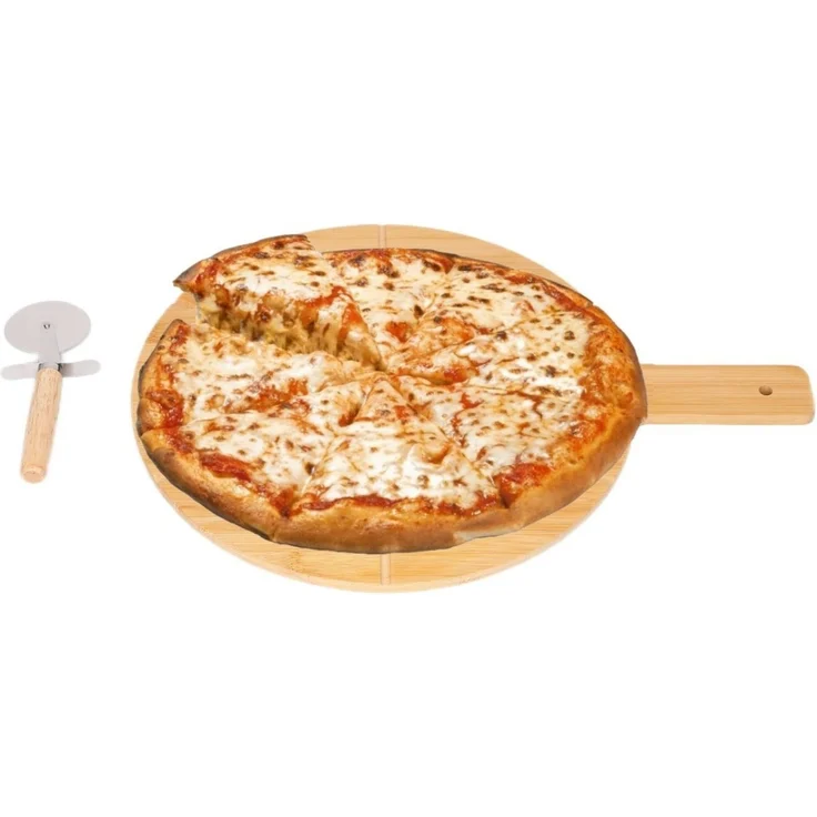 Bambus Pizza-Set – 2-teilig mit Pizzabrett & Pizzaschneider – Bild 4