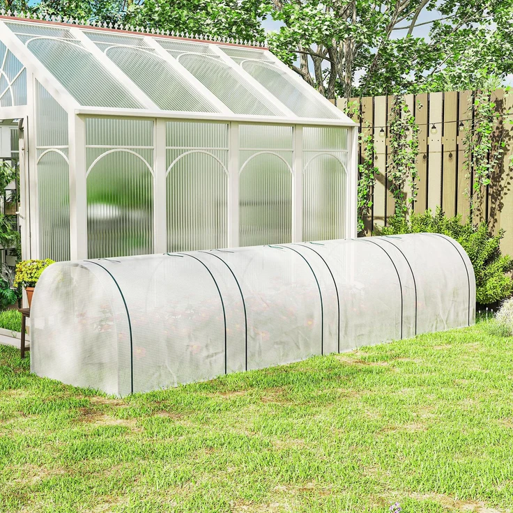 Outsunny Gewächshaus, PE, Stahl, Weiß, 395L x 100B x 80H cm – Bild 9