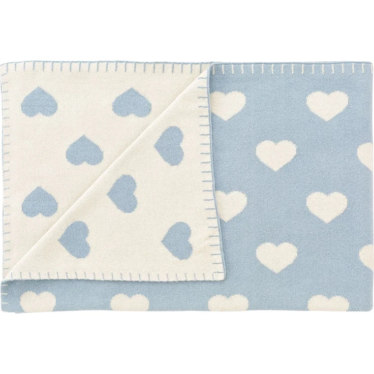 Schardt 15 002 202 Strick-Kuscheldecke Herzchen Hellblau,, Blau