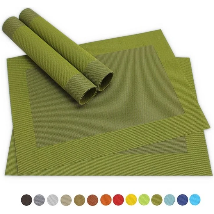 matches21 HOME & HOBBY Platzset Tischsets BORDA 4er Set Oliv-grün als Tischuntersetzer, (4-St), Abwaschbare Platzsets als Tischunterlagen für Ess-Tisch Tisch-Deko – Bild 4