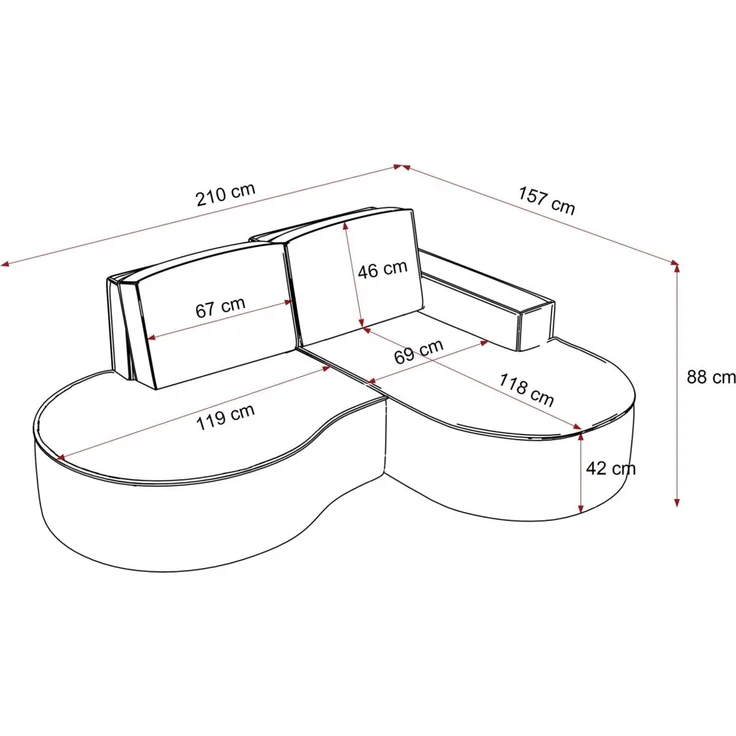 Ecksofa Designersofa Sofa ARLET in Stoff Abriamo Creme Ottomane Rechts – Bild 5