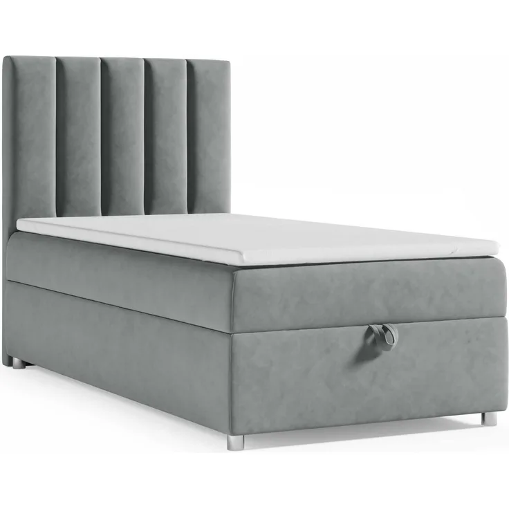 Best for Home Boxspringbett K10 SINGLE mit Bettkasten mit Lieferung, Aufbau & Entsorgung (Grau 90x200)