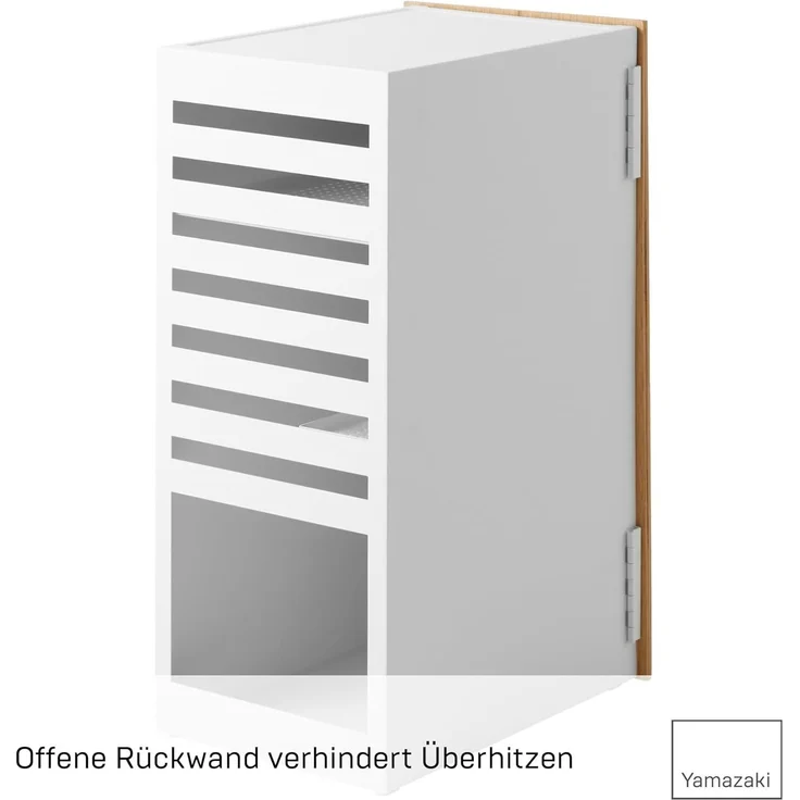 Yamazaki Beistellschrank Tower Schrank Metall für Spielekonsole für Wohnzimmer Büro zur Organisation von Konsolen, 2 ausziehbare Controllerhalter – Bild 7