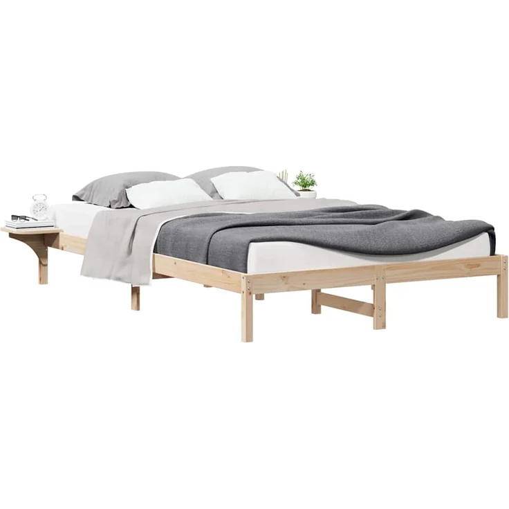 vidaXL Bettgestell mit Nachttischen Natur 160 x 210 cm 873229 – Bild 2