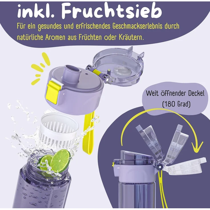 BEARFOOT Trinkflasche Trinkflasche Kinder, leichte Wasserflasche - Logo lila – Bild 6