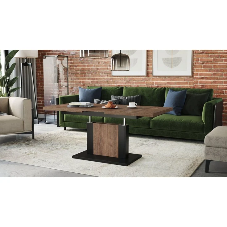 designimpex Couchtisch Design Orion stufenlos höhenverstellbar ausziehbar Esstisch – Bild 2