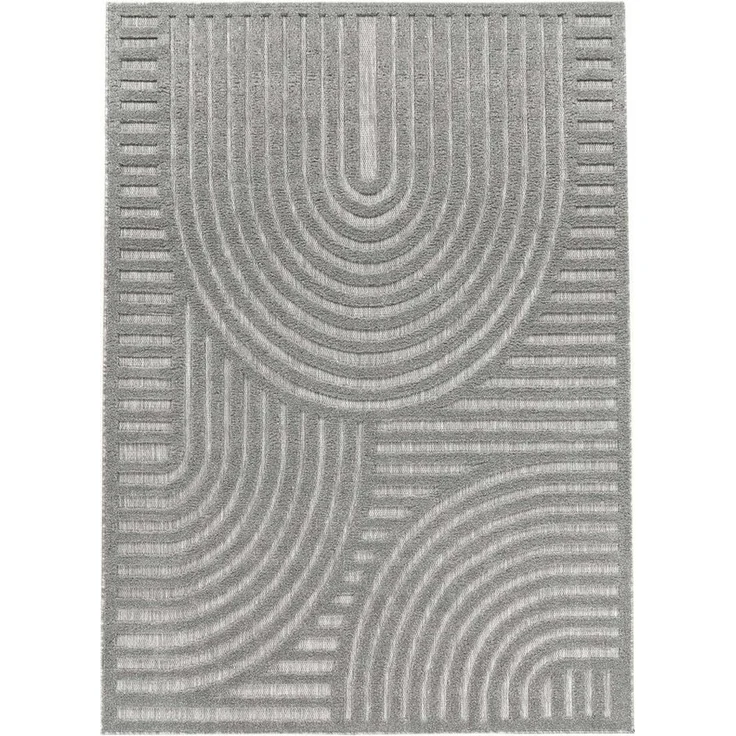 TaraCarpet Teppich Indoor und Outdoor Teppich wetterfest Barcelona Wave Boho Style, rechteckig, Höhe: 10 mm, Wave Boho grau Wohnzimmer Schlafzimmer Esszimmer 80X150 – Bild 2