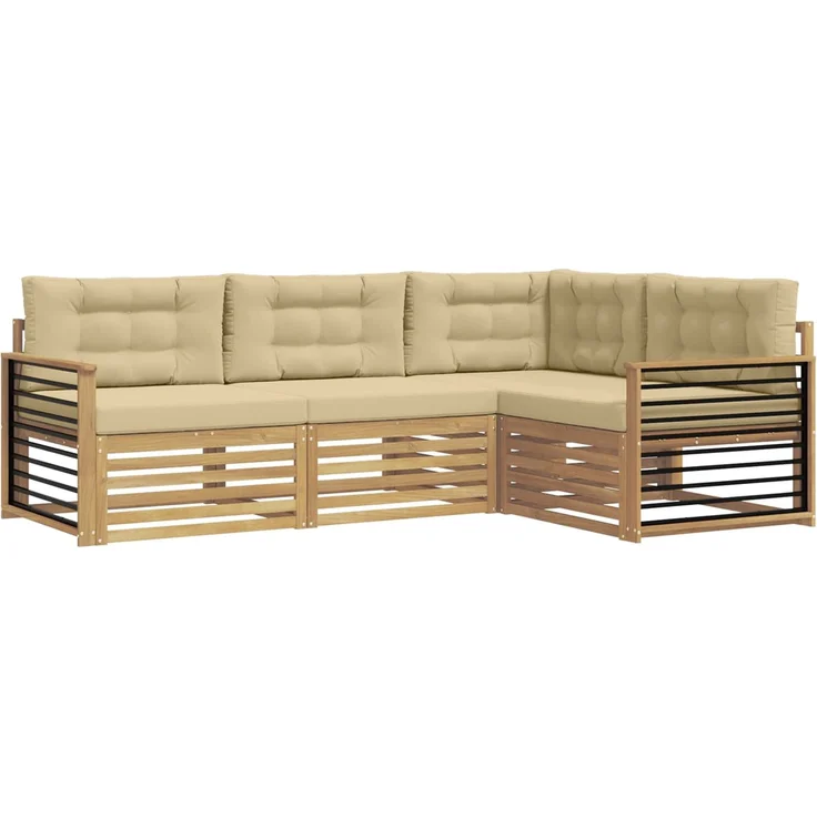 vidaXL Outdoor-Sofagarnitur 4 stk. 4-Sitzer Weiß und Beige Polyester 3390418 – Bild 2