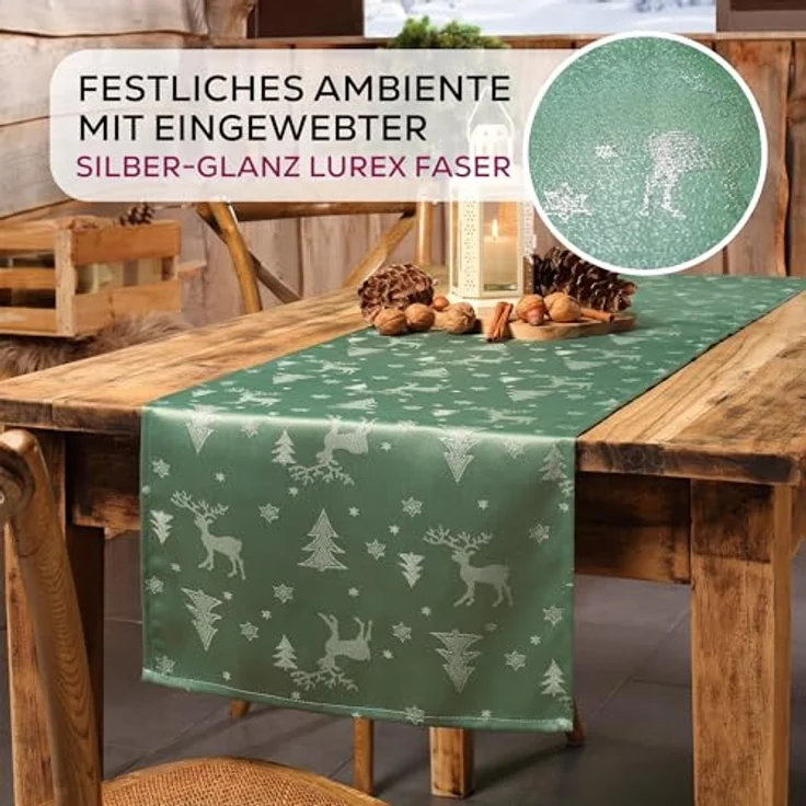 Beautex Tischdecke Lurex Tischdecke Weihnachten, Silber Gold glänzend, Weihnachtstisch (1-tlg) – Bild 5