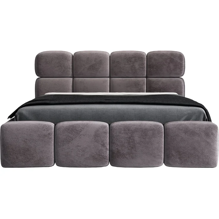 Polsterbett MONAKO 120x200 ohne Matratze mit Bettkasten und Lattenrost. Farbe: Grau 16 – Bild 3