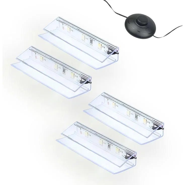 kalb LED Glaskantenbeleuchtung LED Glaskantenbeleuchtung Clip Set 3000K/5000K Transparent Plug & Play, 4er Set kaltweiß