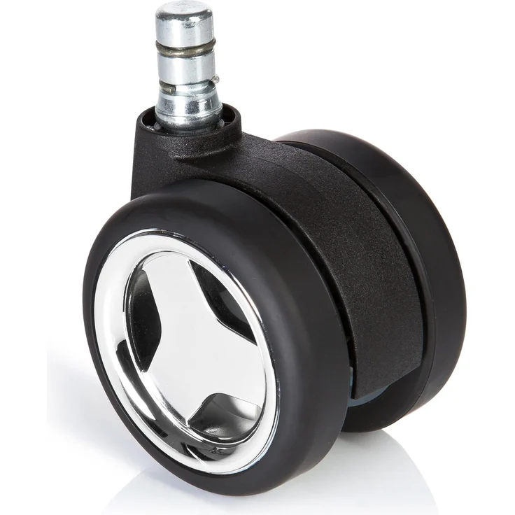hjh OFFICE 619035 5x Hartbodenrollen 11mm / 60mm ROLO GAME No-Noise Gaming Stuhlrollen für harte Böden, Schwarz/Chrom – Bild 3