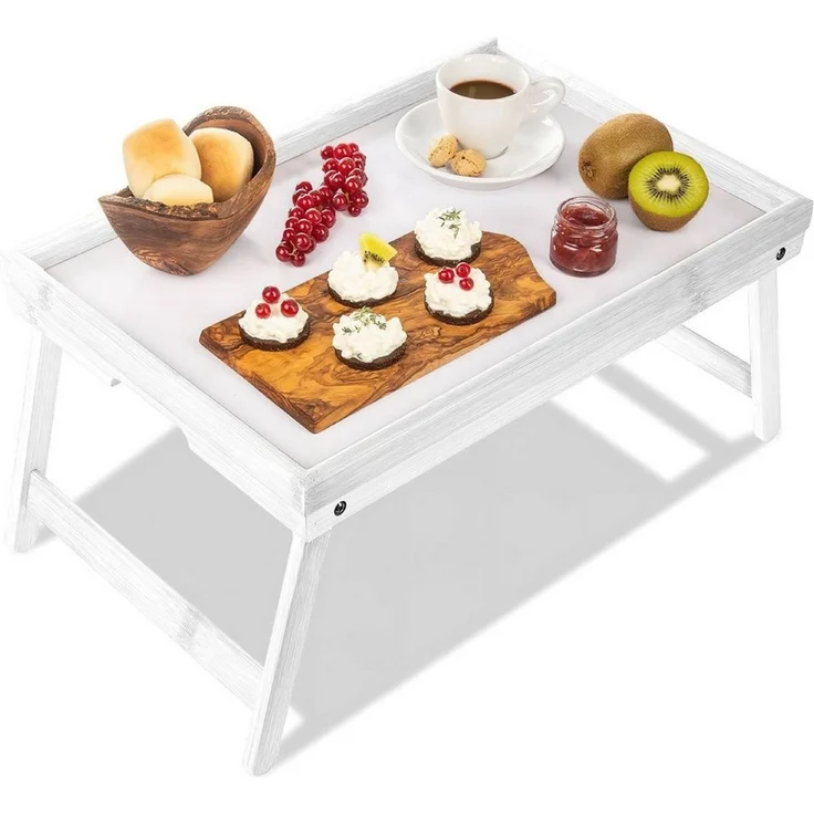 Dimono Tabletttisch Frühstückstablett Bambus Bett-Tablett, Serviertablett Betttisch – Bild 5