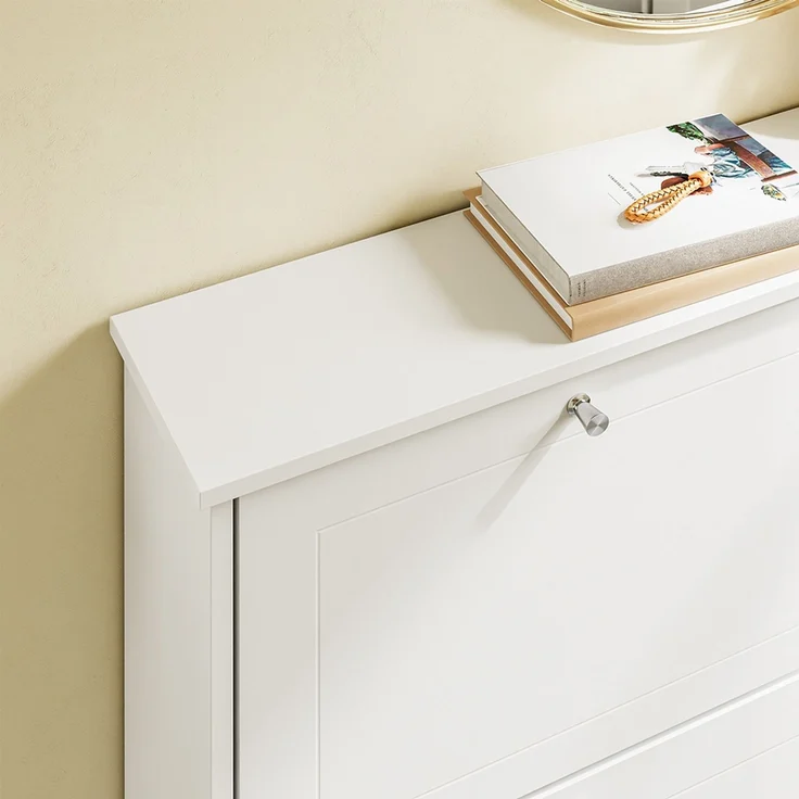 SoBuy FSR216-W Schuhschrank, MDF, Lackiert, Weiß, 105 x 78 x 18 cm – Bild 8