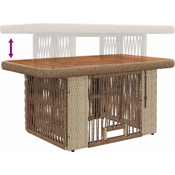 vidaXL Garten Essgruppe mit Kissen 3 pcs Beige und Creme Poly-Rattan 42026752 – Bild 6