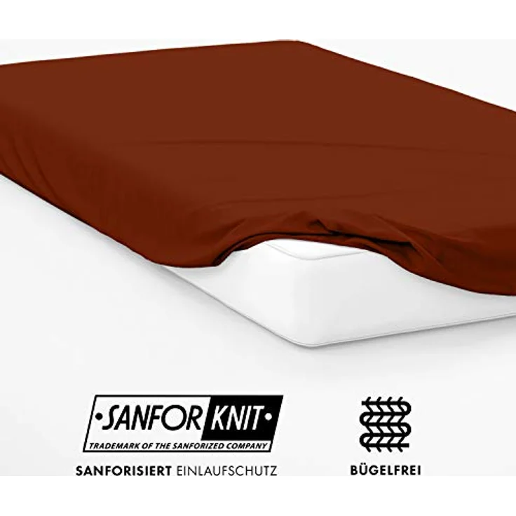 Jacobson Laken to GO Spannbettlaken Jersey Spannbetttücher Bettlaken 50% Baumwolle 50% Polyester (120x200-130x200 cm 1er Set, Schokobraun) – Bild 5