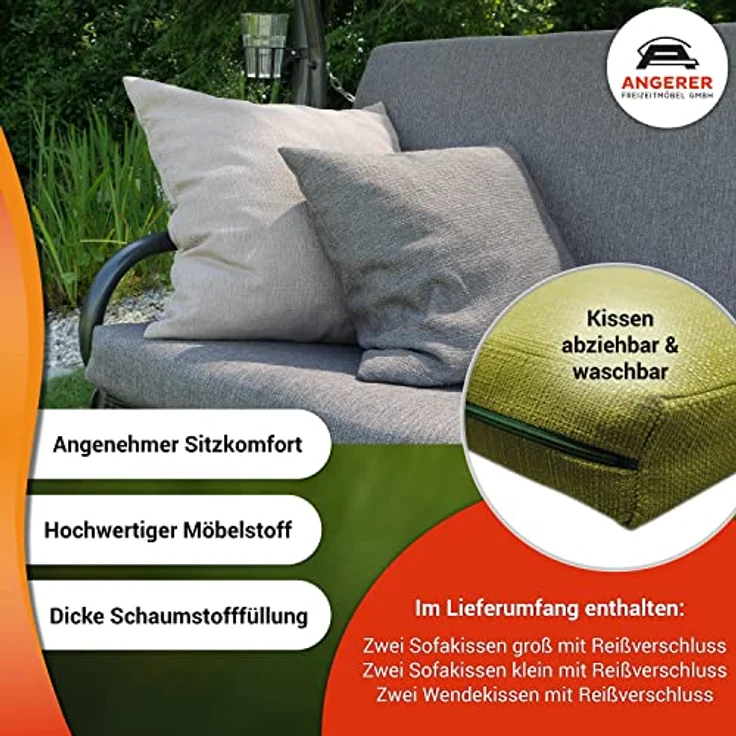 Angerer 'Elegance Smart' Hollywoodschaukel, Stahl / Polyester lime, 210x145x160 cm – Bild 4