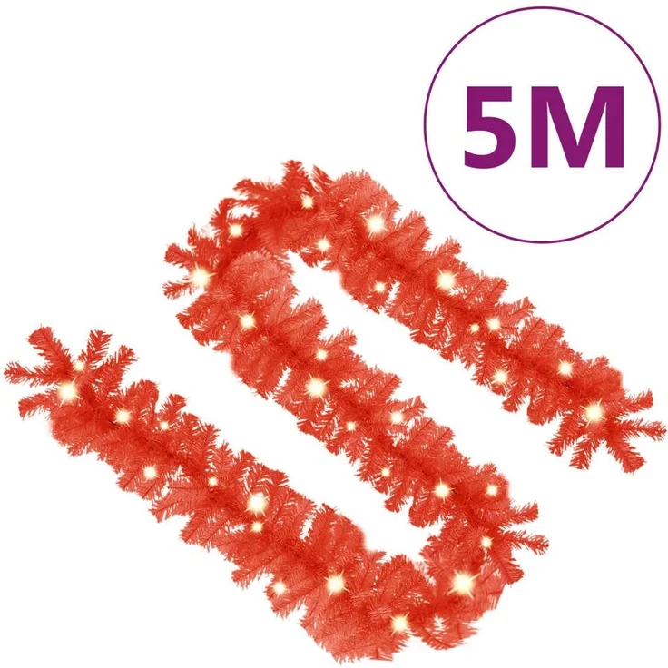 vidaXL Weihnachtsgirlande mit LED 5 m Rot 329195 – Bild 6