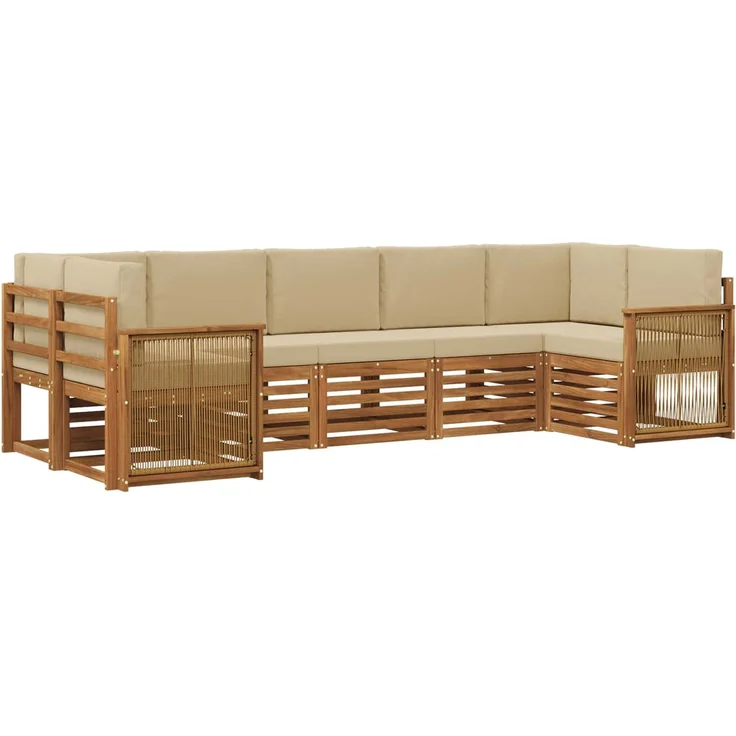 vidaXL Outdoor-Sofagarnitur 7 stk. 7-Sitzer Natur und Beige 3384809 – Bild 2