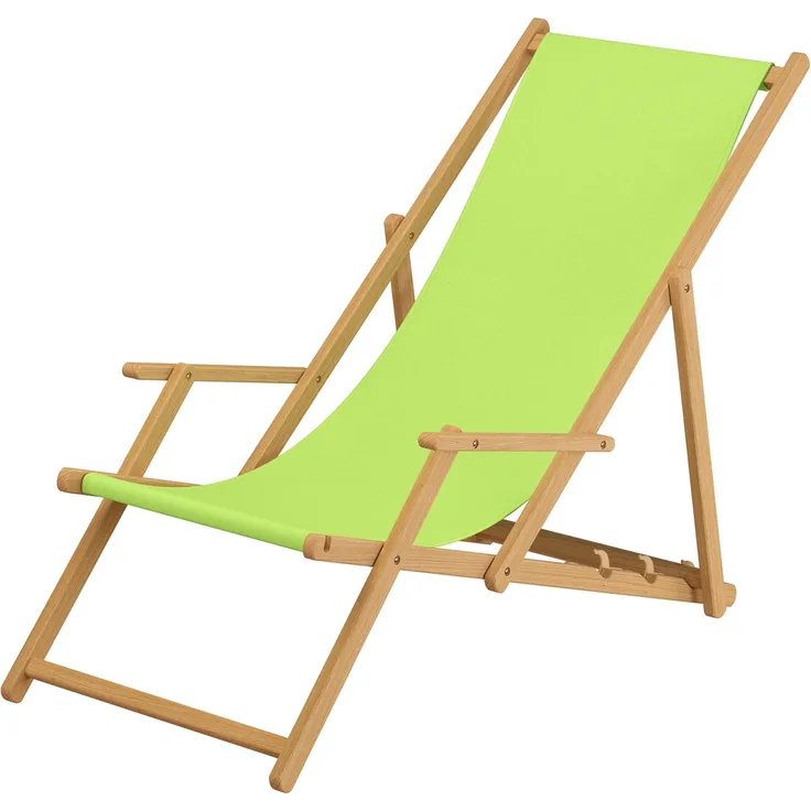 Klappliege pistazie Sonnenliege Relaxliege Strandstuhl Deckchair Buche natur klappbar 10-306 N