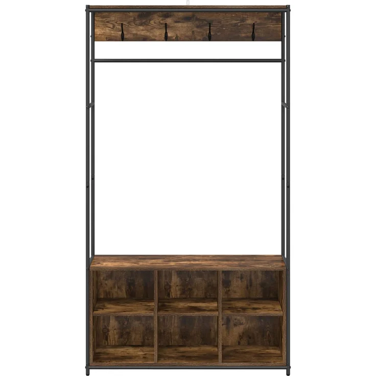 vidaXL Garderobenständer mit Schuhbank Raucheiche 100 x 32 x 180,5 cm 8012034 – Bild 3
