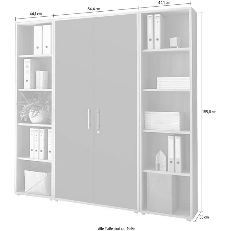 BMG Möbel Aktenschrank Office Edition 3 (Schrankwand Set, 3tlg) abschließbar, matt oder Hochglanz lackiert – Bild 2