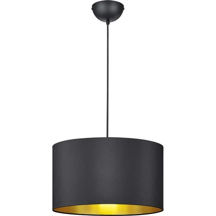 Pendelleuchte HOSTEL mit Stoff Lampenschirm Schwarz & Gold, Ø 40cm – Bild 2