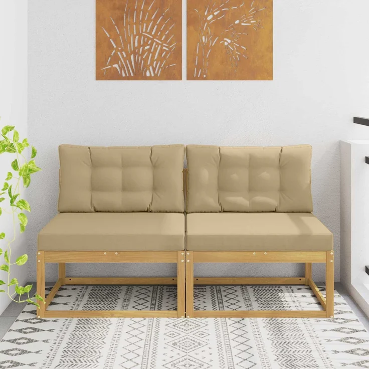 vidaXL Outdoor Mittelsofa 2 stk. 2-Sitzer Massivholz Akazie 901544 – Bild 1