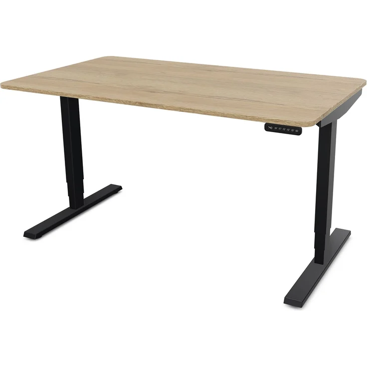 ASSMANN Elektrisch höhenverstellbarer Schreibtisch Y-Line Curved 120x70cm Eiche Natura Schwarz Metall Holz – Bild 1