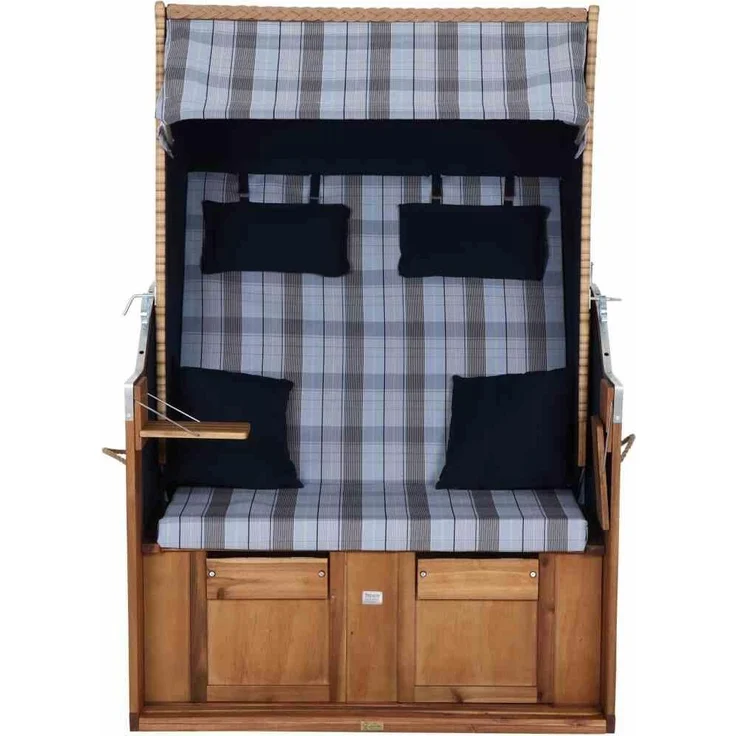 TRENDY by deVries 'Trend 10+' Strandkorb, Stoff 745, Geflecht natur, Akazienholz FSC® 100% – Bild 6