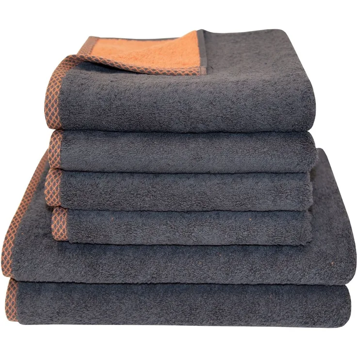 Dyckhoff Handtuch Set Golden Shades Rhomb, Walkfrottier (Set, 6-St), 4 Handtücher (50x100cm), 2 Duschtücher (70x140cm)