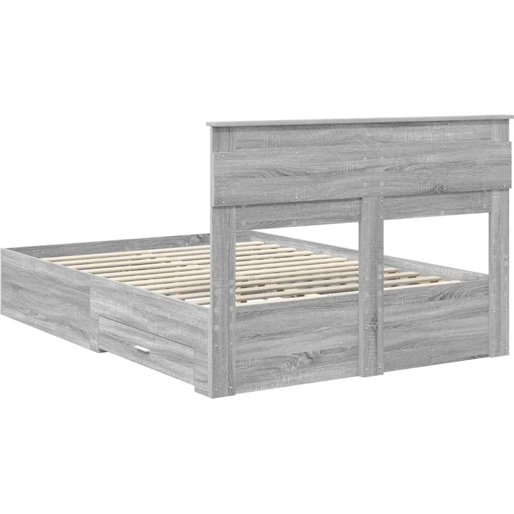 vidaXL Bettrahmen Graues Sonoma 150 x 200 cm Holzwerkstoff 3409978 – Bild 9