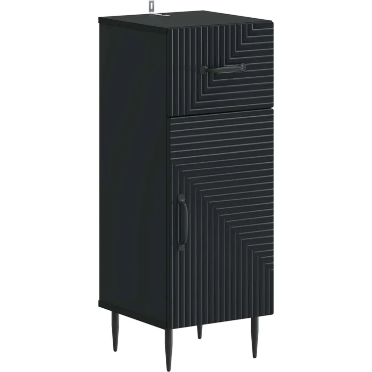 vidaXL 3-teiliges Badezimmer-Schranksystem HAARLEM 3 stk. Schwarz 3418018 – Bild 3